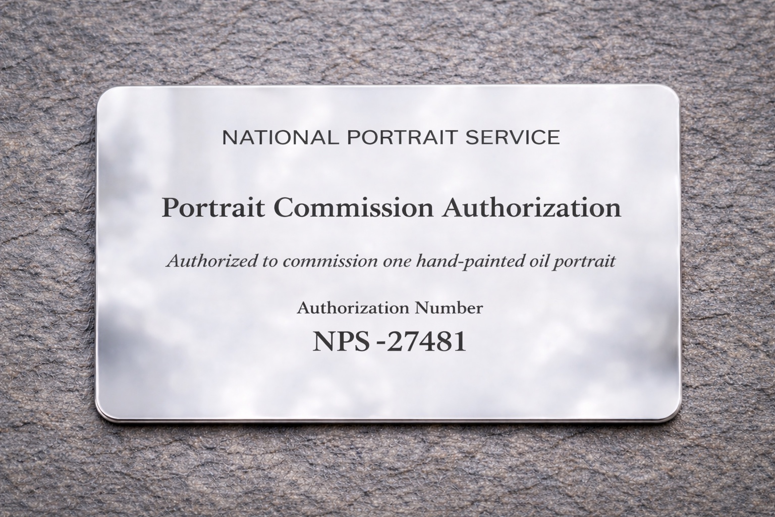 National Portrait Service authorization card