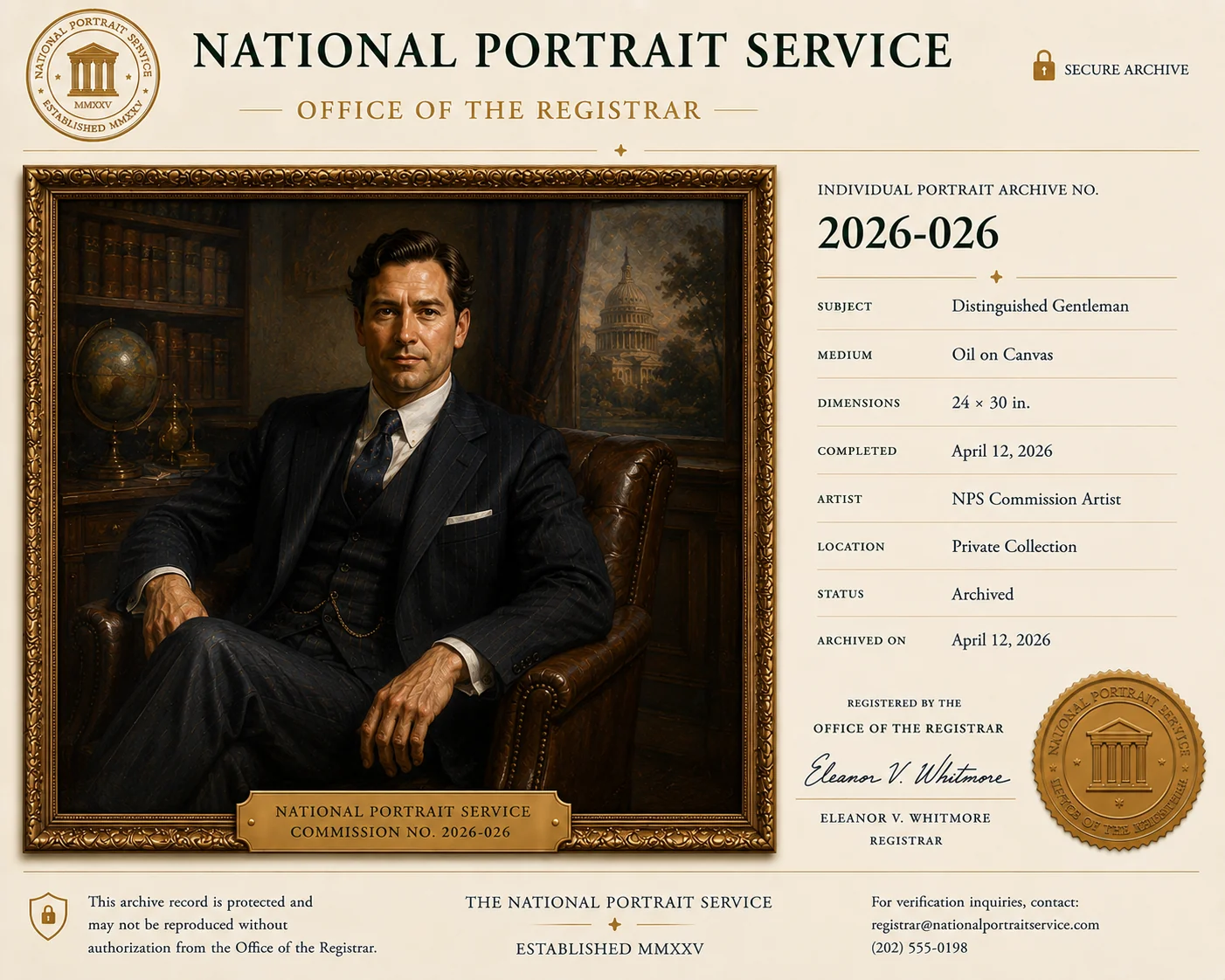 Gentleman Portrait — Commission Record 2026-026